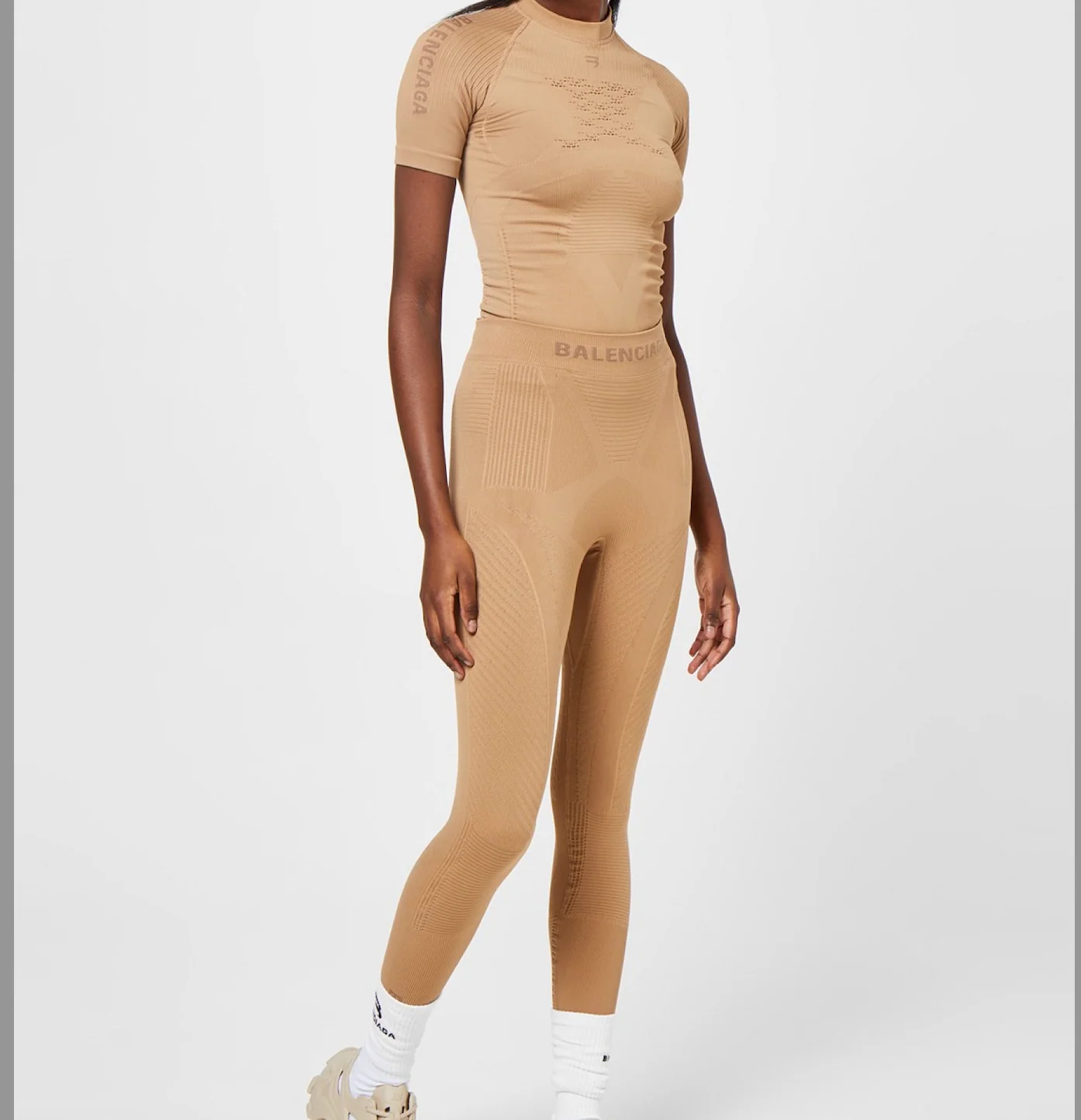 Beige Balenciaga Rib-Knit Set