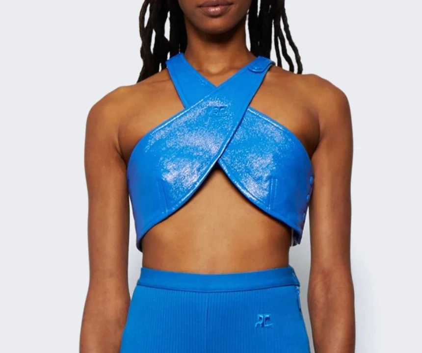 Courrèges Vinyl Criss Cross Bra Blue - Image 2