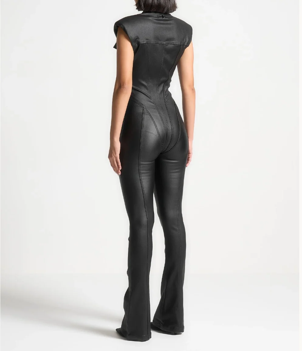 Manière De Voir Wax Coated Denim Jumpsuit - Image 3