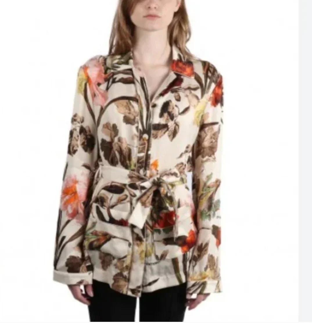 Off-White Floral Pajama Top